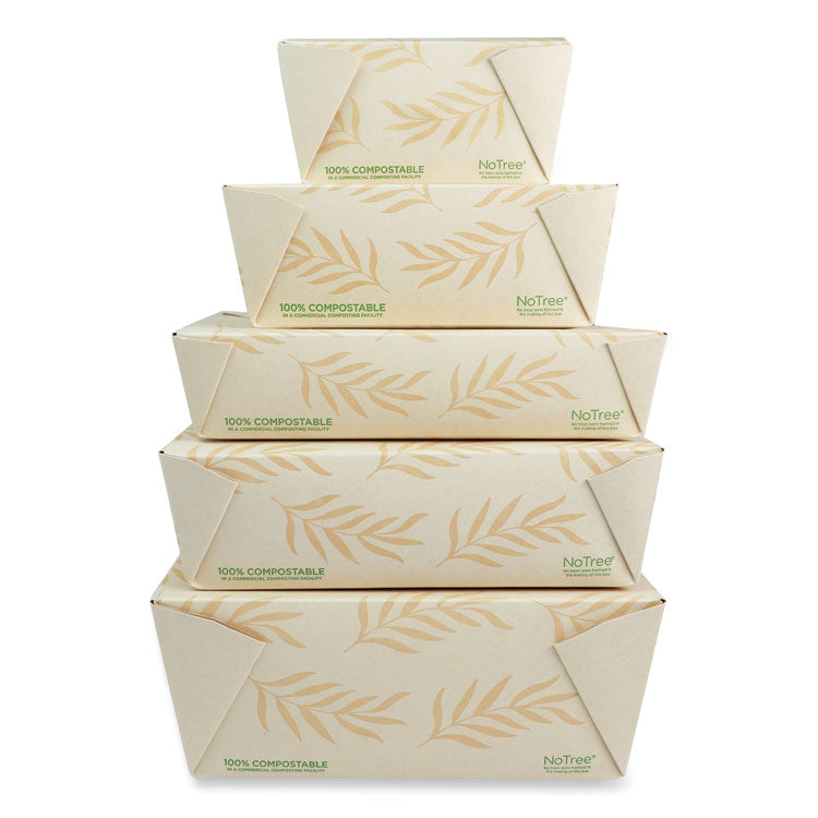 No Tree Folded Takeout Containers, 46 oz, 5.5 x 6.9 x 2.5, Natural, Sugarcane, 300/Carton