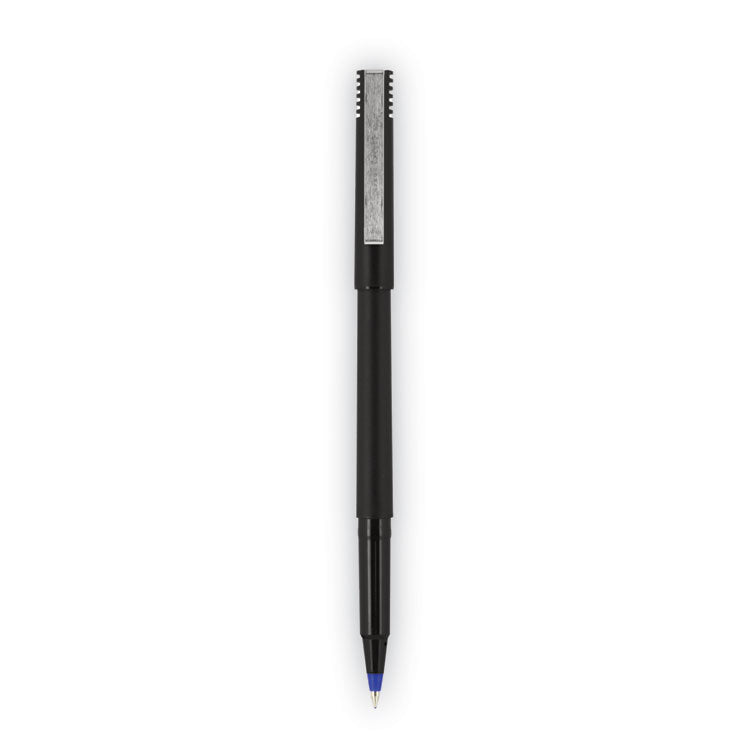 Rollerball Pen, Stick, Extra-Fine 0.5 mm, Blue Ink, Black/Blue Barrel, 72/Pack