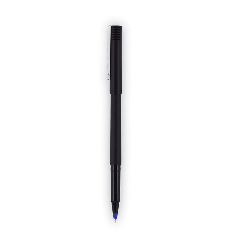 Rollerball Pen, Stick, Extra-Fine 0.5 mm, Blue Ink, Black/Blue Barrel, 72/Pack
