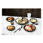 Meadoware Impact Plastic Dinnerware, Plate, 8.9" dia, Black, 400/Carton