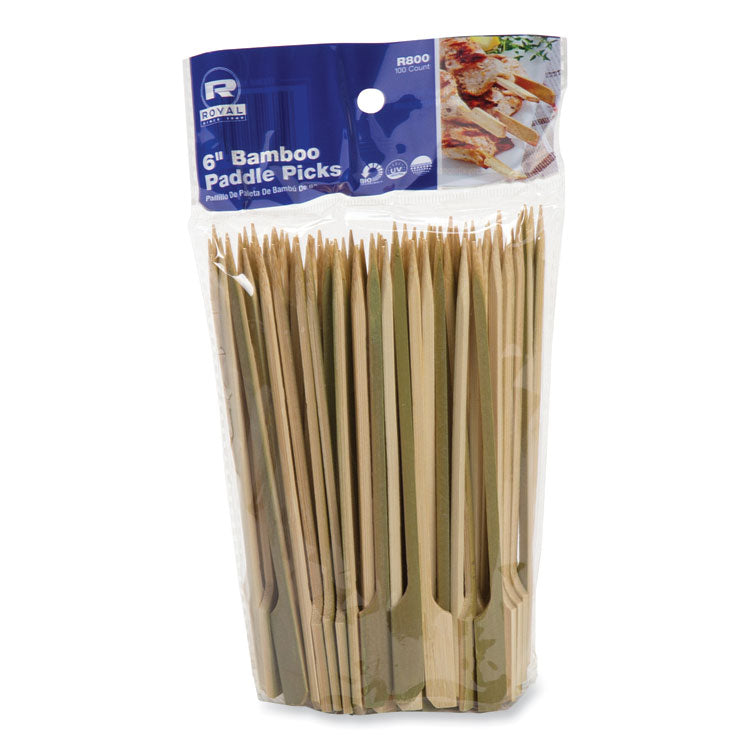 Bamboo Paddle Picks, 6", Natural, 1,000/Carton