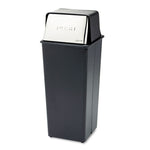 Reflections Push Top Square Receptacle, 21 gal, Steel, Black/Chrome