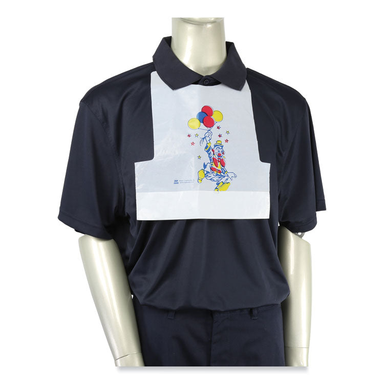 Poly Clown Bib, Children's, White, 500/Box, 5 Boxes/Carton