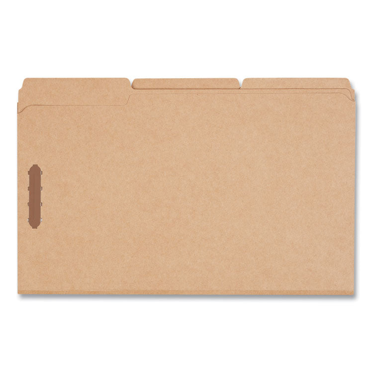 Reinforced Top Tab Fastener Folders, 0.75" Expansion, 2 Fasteners, Legal Size, Brown Kraft Exterior, 50/Box