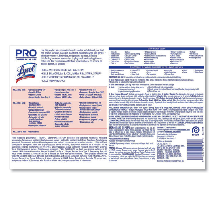 Professional Disinfecting Wipe Bucket, 1-Ply, 6 X 8, Lemon And Lime Blossom, White, 800 Wipes