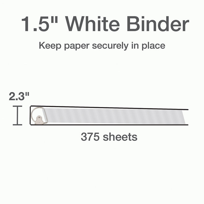 Cardinal XtraLife Heavy Duty 1 1/2" 3-Ring View Binders, D-Ring, White (26310)