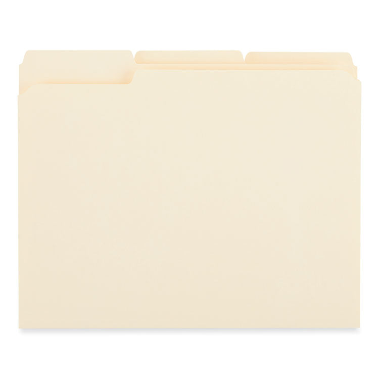 Reinforced Top Tab File Folders, 1/3-Cut Tabs: Assorted, Letter Size, 0.75" Expansion, Manila, 250/Carton