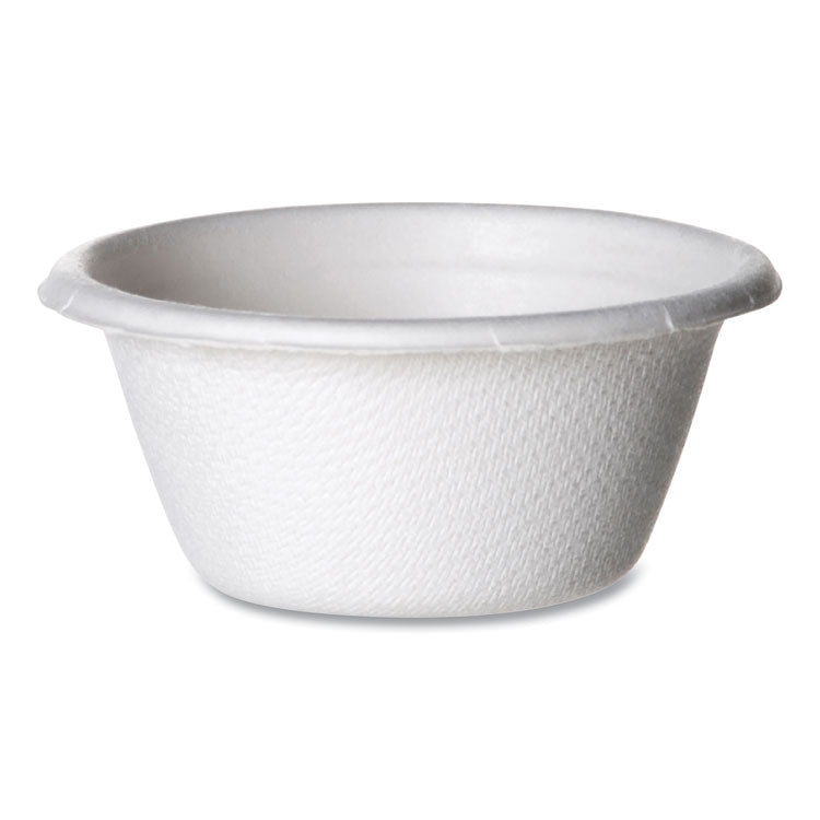 Molded Fiber Portion Cups, 2 oz, Sugarcane, White, 2,500/Carton