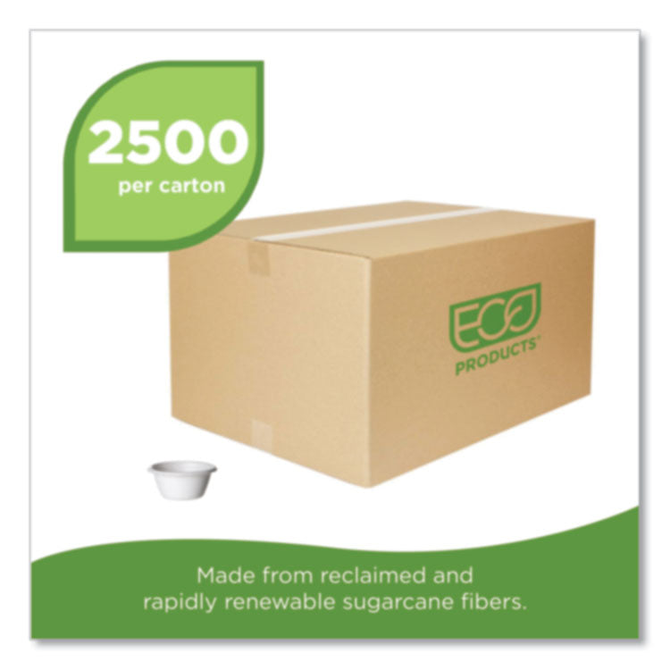 Molded Fiber Portion Cups, 2 oz, Sugarcane, White, 2,500/Carton