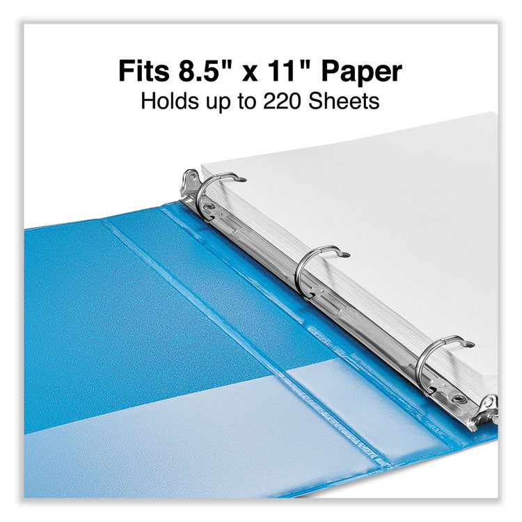 Slant D-Ring View Binder, 3 Rings, 1" Capacity, 11 x 8.5, Light Blue