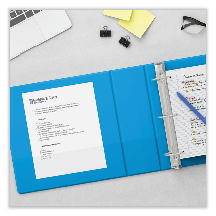 Slant D-Ring View Binder, 3 Rings, 1" Capacity, 11 x 8.5, Light Blue