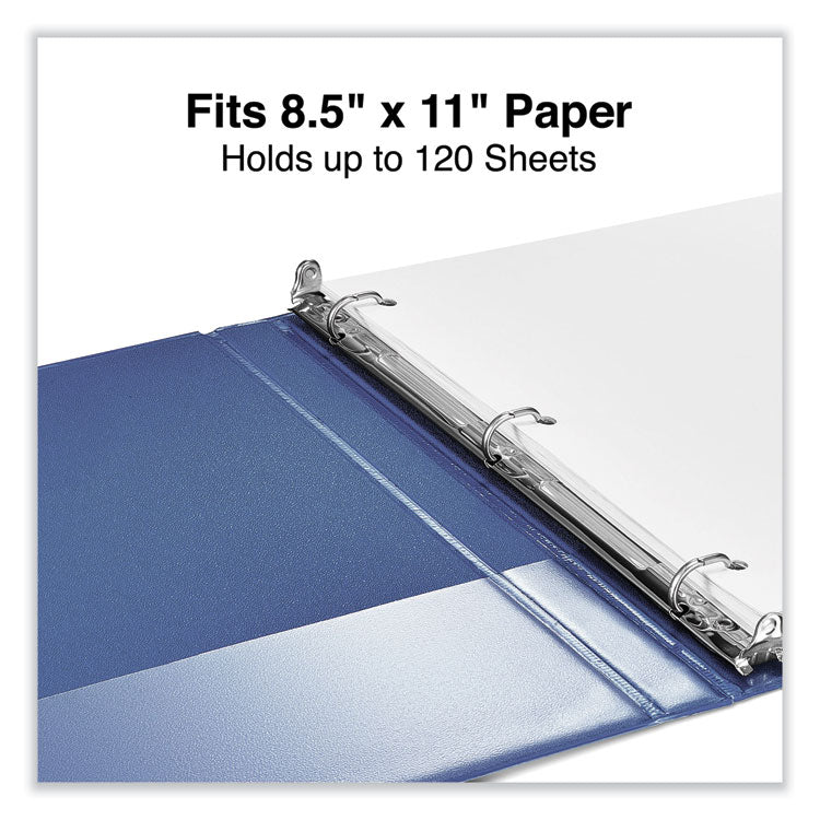 Slant D-Ring View Binder, 3 Rings, 0.5" Capacity, 11 x 8.5, Navy Blue