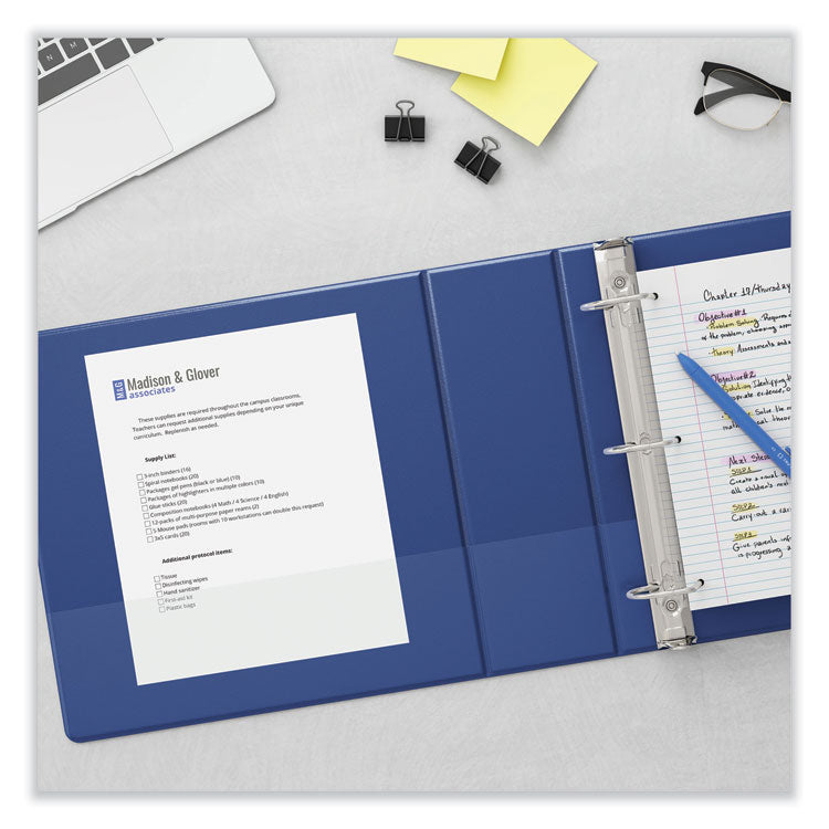 Slant D-Ring View Binder, 3 Rings, 0.5" Capacity, 11 x 8.5, Navy Blue