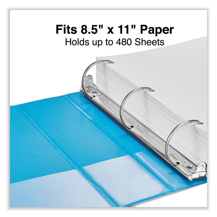 Slant D-Ring View Binder, 3 Rings, 2" Capacity, 11 x 8.5, Light Blue