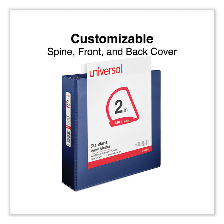 Slant D-Ring View Binder, 3 Rings, 2" Capacity, 11 x 8.5, Navy Blue