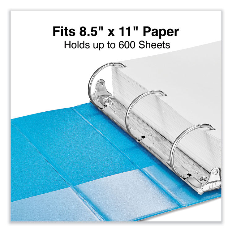 Slant D-Ring View Binder, 3 Rings, 3" Capacity, 11 x 8.5, Light Blue