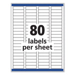 Removable Multi-Use Labels, Inkjet/laser Printers, 0.5 X 1.75, White, 80/sheet, 25 Sheets/pack