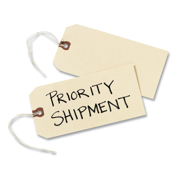 Strung Shipping Tags, 11.5 pt Stock, 3.75 x 1.88, Manila, 1,000/Box