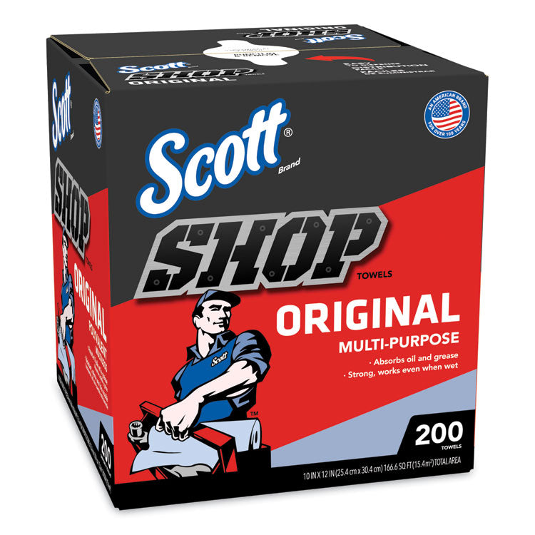Shop Towels, POP-UP Box, 1-Ply, 9 x 12, Blue, 200/Box, 8 Boxes/Carton