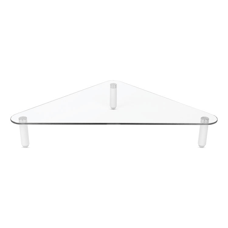 Glass Corner Monitor Riser, 19.7" x 11" x 3.25", Clear, Supports 40 lbs