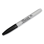 Fine Tip Permanent Marker, Stainless Steel Single Marker Case, Fine Bullet Tip, Black, 5/Pack