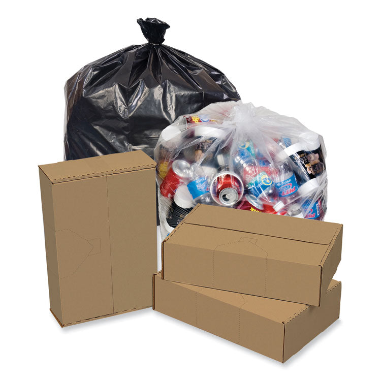 Eco Strong Plus Can Liners, 40 gal, 1.35 mil, 40" x 46", Black, Perforated Roll, 100/Carton
