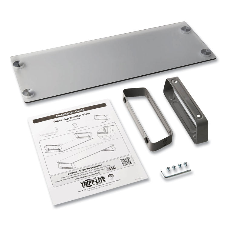Universal Glass-Top Monitor Riser, 22" X 8" X 3", Clear, Supports 3.9 Lbs