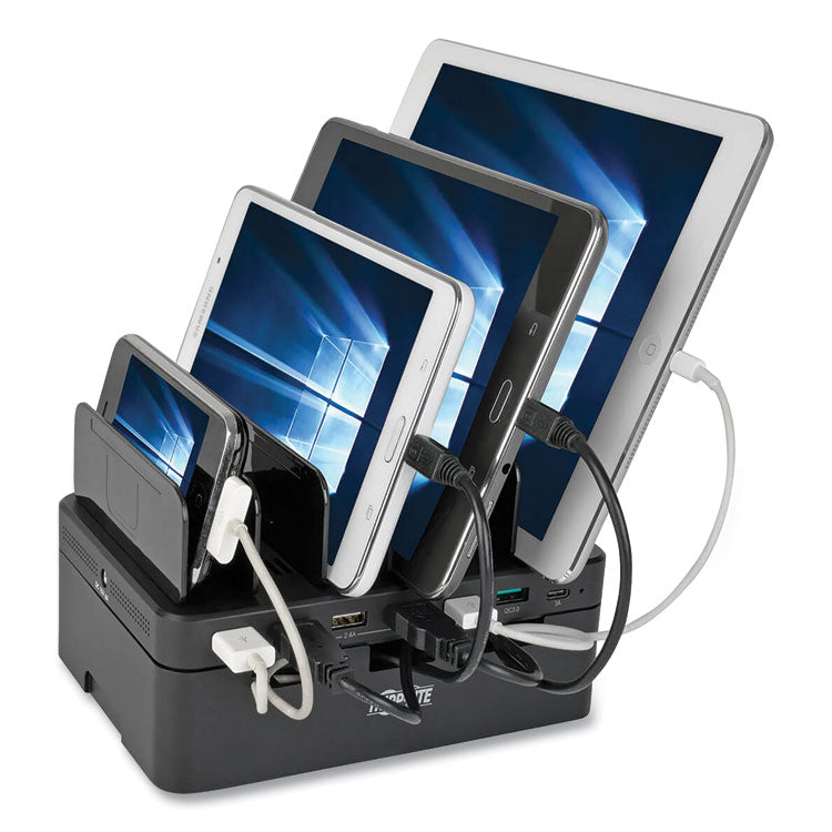 USB Charging Station with Quick Charge 3.0, 7 Devices, 4.9 x 2.6 x 6.6, Black