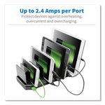 Desktop Charging Station with Adjustable Storage, 10 Devices, 9.4 x 4.7 x 1, Black