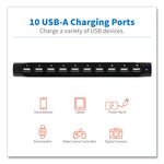 Desktop Charging Station with Adjustable Storage, 10 Devices, 9.4 x 4.7 x 1, Black