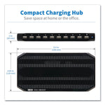 Desktop Charging Station with Adjustable Storage, 10 Devices, 9.4 x 4.7 x 1, Black