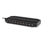 Desktop Charging Station with Adjustable Storage, 10 Devices, 9.4 x 4.7 x 1, Black