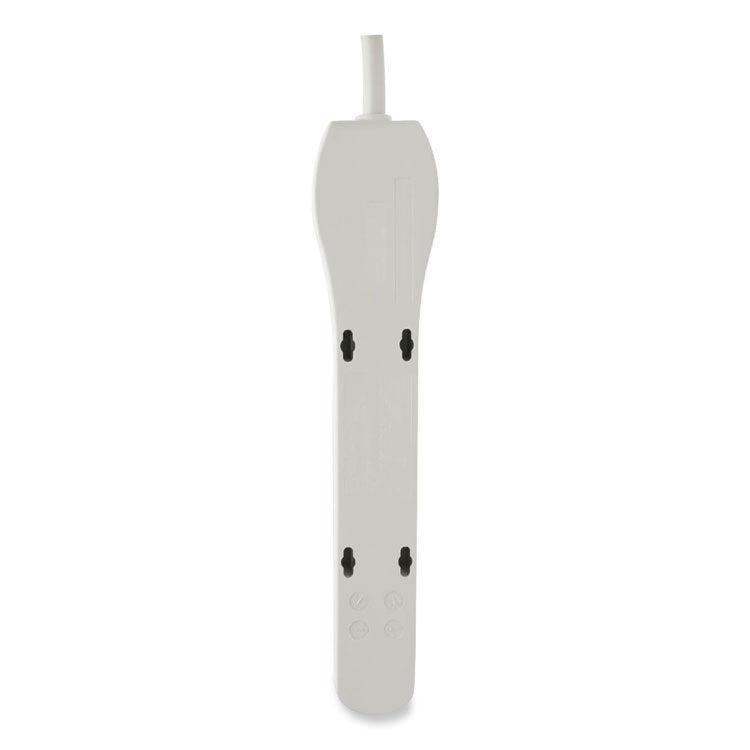Protect It! Home Computer Surge Protector, 6 AC Outlets, 2 ft Cord, 180 J, Light Gray