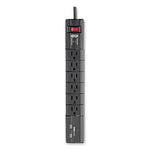 Protect It! Surge Protector, 6 AC Outlets/2 USB Ports, 8 ft Cord, 1,080 J, Black