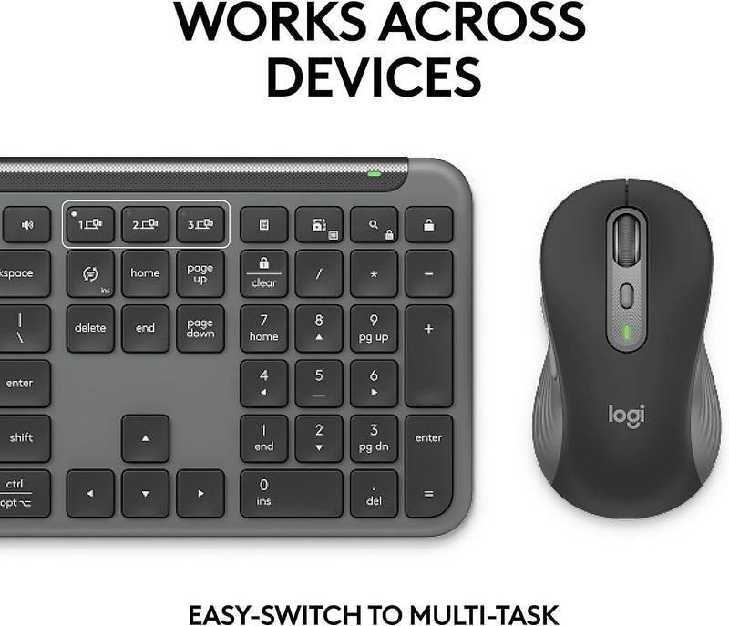 Logitech Signature Slim MK955 Wireless Keyboard and Mouse Combo, Graphite (920-012427)