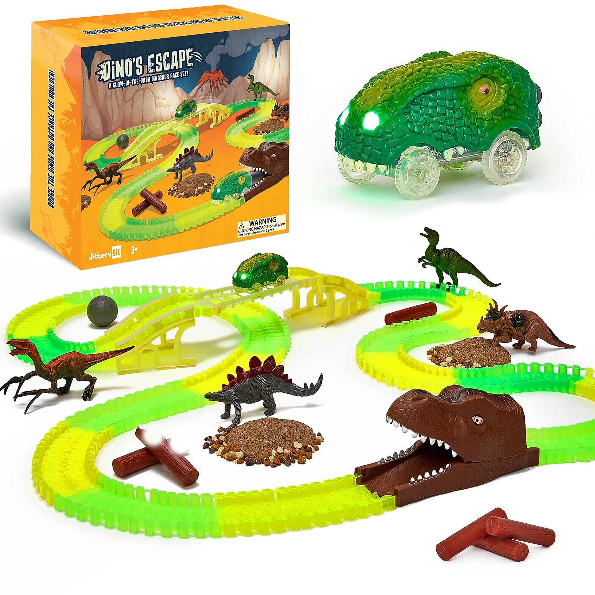 JitteryGit Dino's Escape Race Track Site Toy Set, Multicolored (000860007733048)