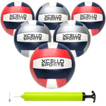 Xcello Sports Volleyballs with Pump, Navy/Silver and Navy/Red, 6/Pack (XS-VB-6-ASST-2)