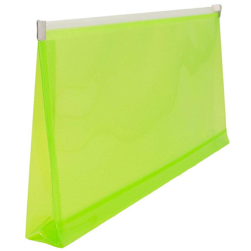 JAM Paper Premium Plastic Expanding Wallet with Zipper Closure, 5" x 10", Lime Green, 3/Pack (921Z1LIX3)