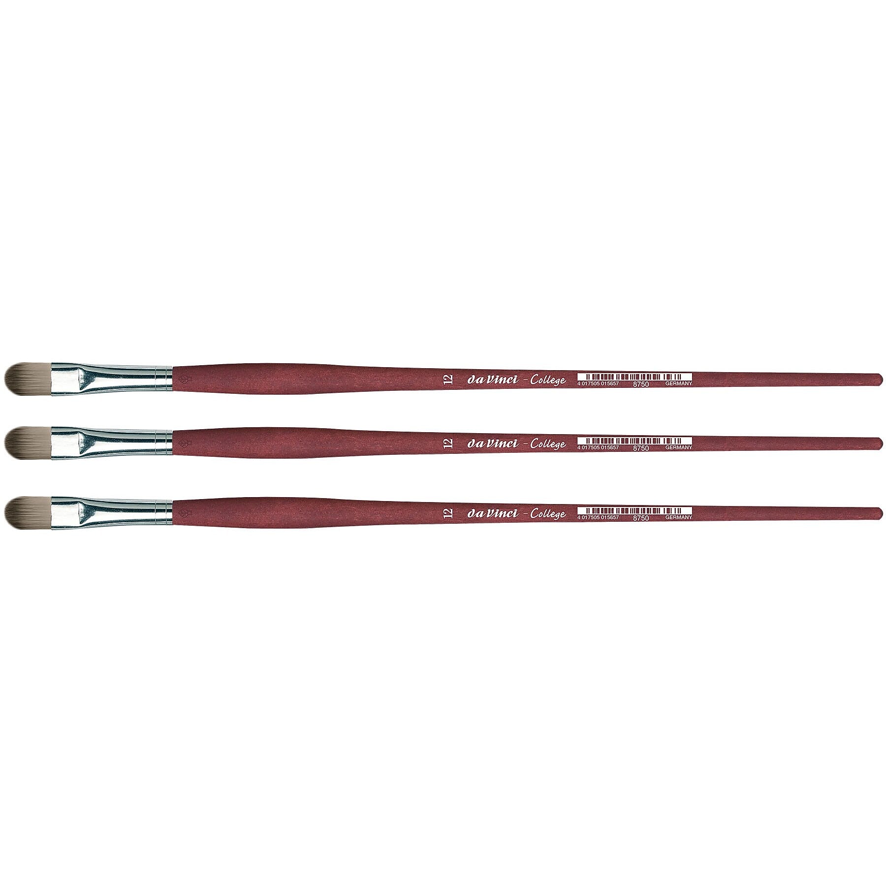 da Vinci COLLEGE Oil and Acrylic Synthetic Student Filbert Brush, 3 Brushes/Pack (DVXVA875012-3)