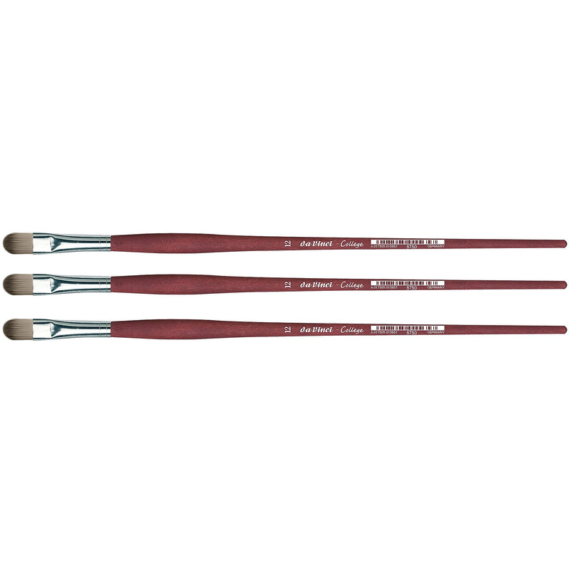 da Vinci COLLEGE Oil and Acrylic Synthetic Student Filbert Brush, 3 Brushes/Pack (DVXVA875012-3)