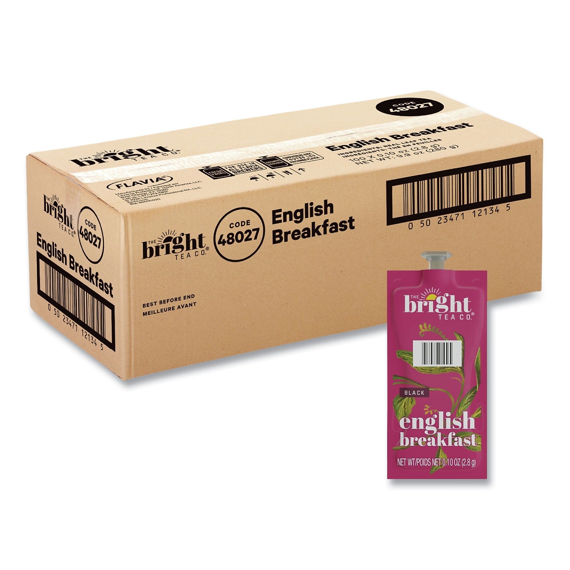 FLAVIA The Bright Tea Co. English Breakfast Black Tea Freshpack, English Breakfast, 0.1 oz Pouch, 100/Carton