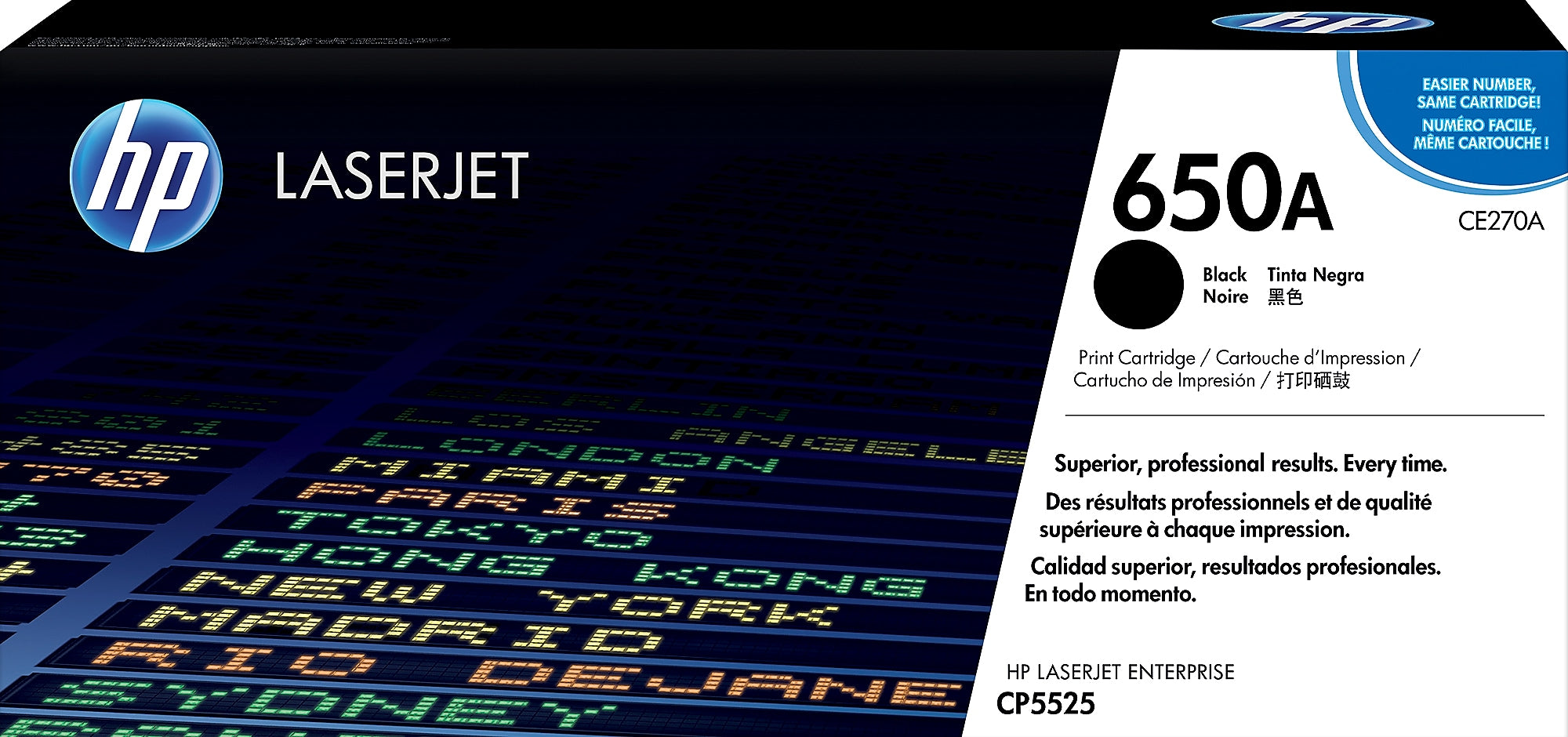 HP 650A Black Standard Yield Toner Cartridge, Prints Up to 13,500 Pages (CE270A)