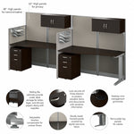 Bush Business Furniture Office in an Hour 63"H x 129"W 2 Person In-Line Cubicle Workstation, Mocha Cherry (OIAH005MR)