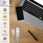 GoGreen Power 15' Extension Cord, 3-Outlet, 16 AWG, White (GG-19615)