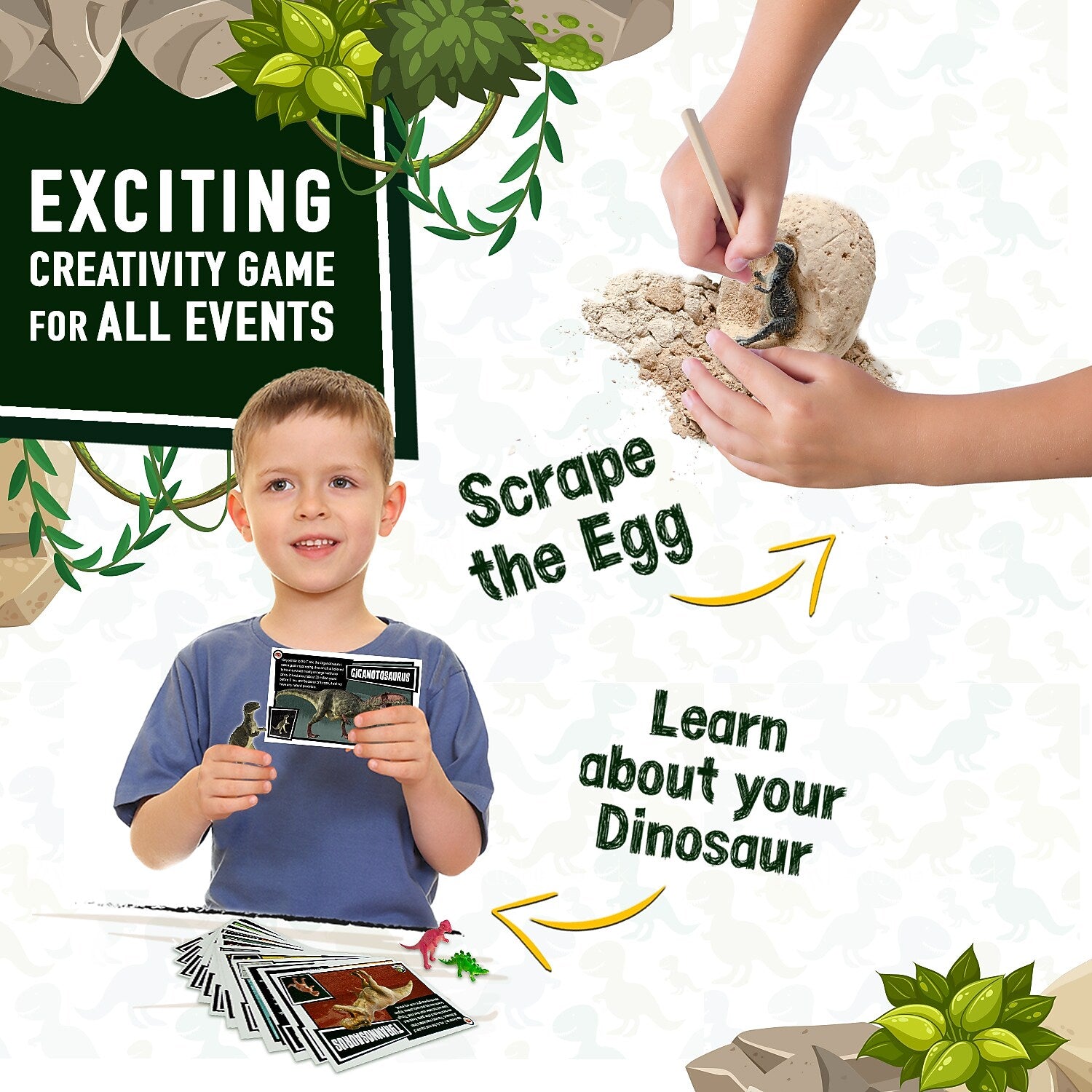 JITTERYGIT Dino Eggs Digging Game Kit,12 Dino Eggs Excavation Set (Dino Eggs - Beige)