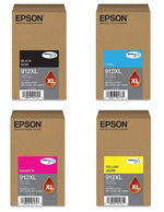 Epson T912XL Black/Cyan/Magenta/Yellow High Yield Ink Cartridge, 4/Pack