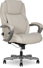 La-Z-Boy Niall AIR Lumbar Pro+ Ergonomic Vegan Leather Executive Big & Tall Chair, 400 lb. Capacity, Beige (60114-BGE)