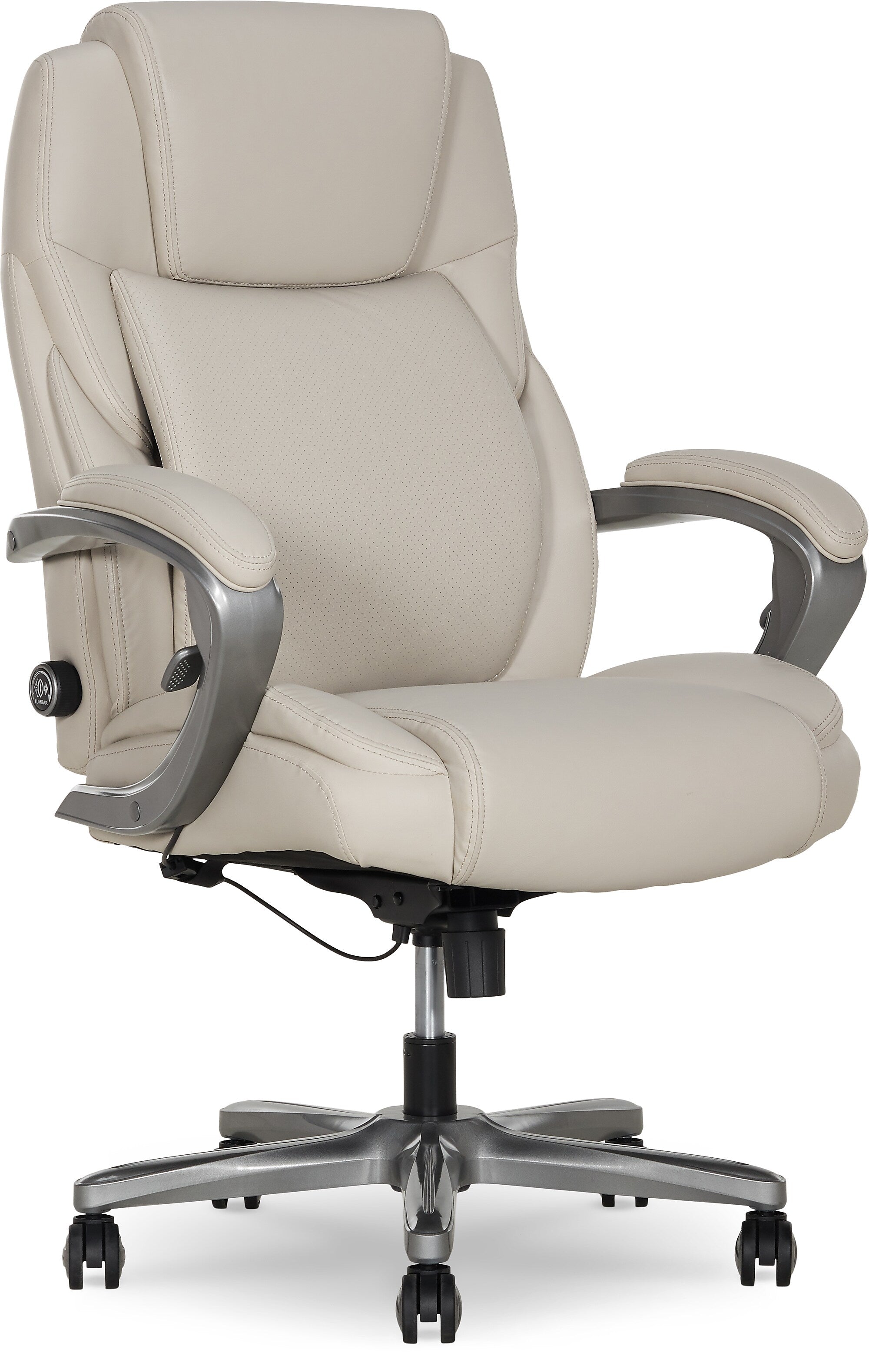 La-Z-Boy Niall AIR Lumbar Pro+ Ergonomic Vegan Leather Executive Big & Tall Chair, 400 lb. Capacity, Beige (60114-BGE)