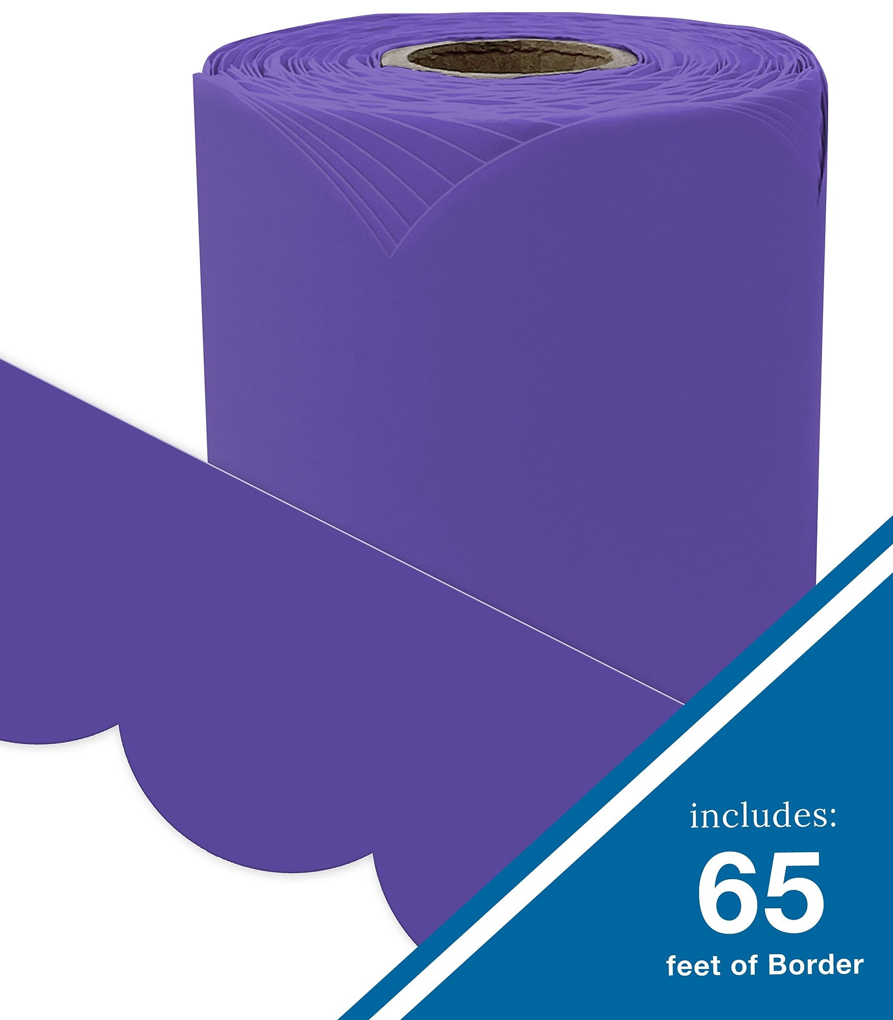 Carson Dellosa Rolled Scalloped Borders, 3" x 65', Deep Purple (108537)