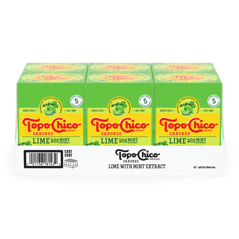 Topo Chico Sabores Lime with Mint Flavored Sparkling Water, 12 oz., 24/Pack (412569)